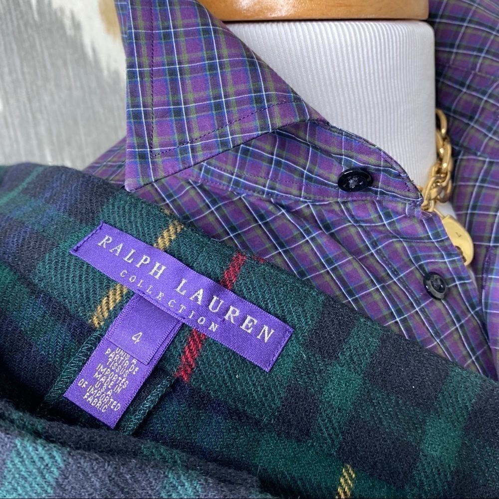 Ralph Lauren Fall ‘12 Green Plaid Fringe Trim Wool Trouser - Picture 2 of 16